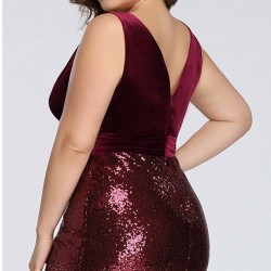 Бална Блестяща Рокля Пайети Бордо Велурено Бюстие Макси Дами