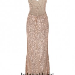 Бална Дълга Златна Рокля Пайети Гол Гръб Бална Дълга Златна Рокля Пайети Гол Гръб