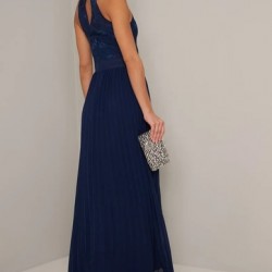 Абитуриентска Бална Тъмносиня Рокля Дантела и Шифон