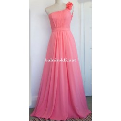 Абитуриентска Дълга Бална Рокля Корал Шифон