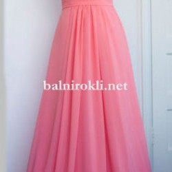 Абитуриентска Дълга Бална Рокля Корал Шифон Абитуриентска Дълга Бална Рокля Корал Шифон