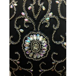 Елегантна  Черна Рокля от Шифон с Богата Декорация