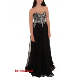 Абитуриентска Бална Дълга Черна Рокля Диаманти