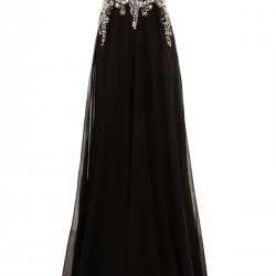 Абитуриентска Бална Дълга Черна Рокля Диаманти