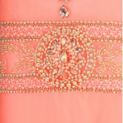 Абитуриентска Бална Дълга Рокля Корал Диаманти Абитуриентска Бална Дълга Рокля Корал Диаманти