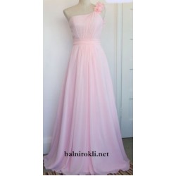 Абитуриентска Дълга Бална Рокля Пастелно Розово
