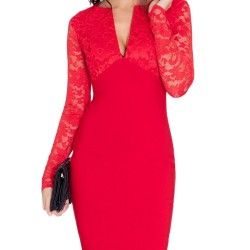 Дантелена Права Червена Рокля 