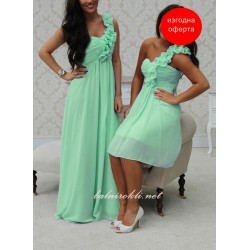 Абитуриентcка Дълга/Къса Рокля Едно Рамо Цвят Мента Абитуриентcка Дълга/Къса Рокля Едно Рамо Цвят Мента