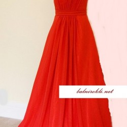 Абитуриентска Дълга Официална Елегантна Рокля Яркочервен Цвят Едно Рамо Абитуриентска Дълга Официална Елегантна Рокля Яркочервен Цвят Едно Рамо