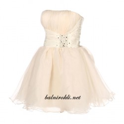 Бална Абитуриентска  Рокличка  Органза Шампанско