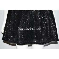 Вечерна Къса Черна Блестяща Рокля Бюстие Пайети