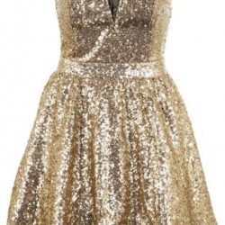 Златна Къса Вечерна Рокличка с Бюстие