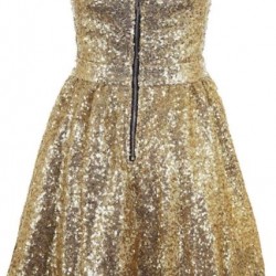 Златна Къса Вечерна Рокличка с Бюстие
