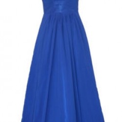 Синя Дълга Официална Рокля Шифон  Плюс Размери