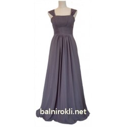 Дълга Сива Бална Рокля Шифон Презрамки