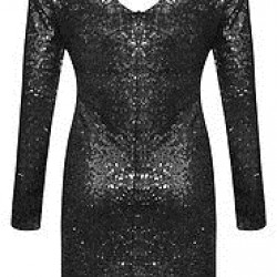 Къса Черна Блестяща Рокля Пайети Ръкави модел 3