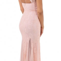 Дантелена Дълга Рокля Прасковен Цвят Декорации Дантелена Дълга Рокля Прасковен Цвят Декорации