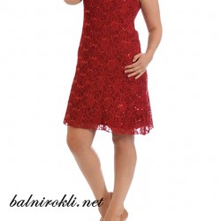 Дантелена Къса Червена Официална Рокля МАКСИ РАЗМЕРИ