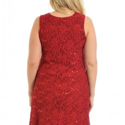 Дантелена Къса Червена Официална Рокля МАКСИ РАЗМЕРИ