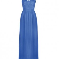 Дълга Официална Рокля Дантела Син Цвят