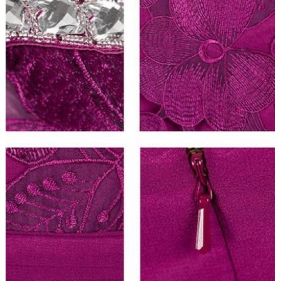 Дълга Официална Рокля Дантела Виолетов Цвят