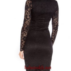 Къса Черна Дантелена Рокля с Ръкави