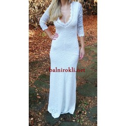 Дълга Официална Рокля Бяла Дантела