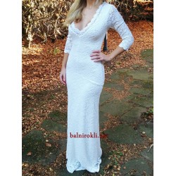 Дълга Официална Рокля Бяла Дантела