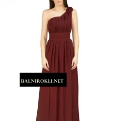 Дълга Вечерна Тъмночервена Рокля с Едно Рамо