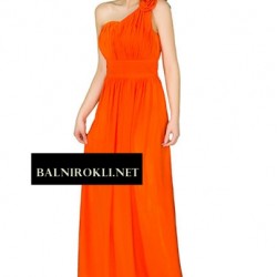 Елегантна Дълга Бална  Рокля Оранжева