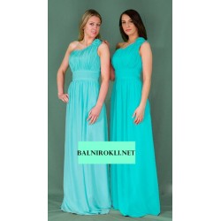 Дълга Вечерна Рокля за Коктейл в Тюркоазено Син Цвят
