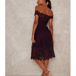 Елегантна Тъмночервена Официална Рокля Апликация Дантела Елегантна Тъмночервена Официална Рокля Апликация Дантела