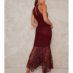 Вечерна Официална Дантелена Рокля Червен Цвят Вечерна Официална Дантелена Рокля Червен Цвят