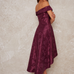 Асиметрична Бална Лилава Рокля Сатен