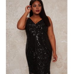 Вечерна Официална Права Черна Блестяща Рокля Макси Дами 