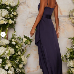 Асиметрична Бална Синя Класическа Рокля Сатен