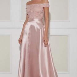 Бална Розова Рокля Пола Сатен Бална Розова Рокля Пола Сатен