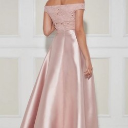 Бална Розова Рокля Пола Сатен Бална Розова Рокля Пола Сатен