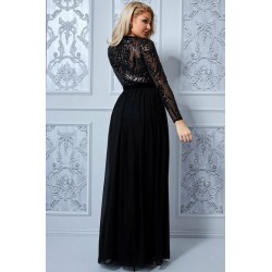 Дълга Официална Черна Рокля Блестящо Бюстие