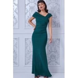Дълга Тъмнозелена Класическа Официална Рокля
