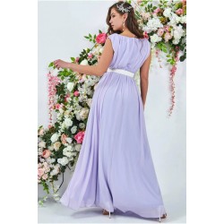 Бална Дълга Лилава Рокля Шифон Бална Дълга Лилава Рокля Шифон
