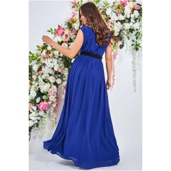 Бална Дълга Синя Рокля Шифон 