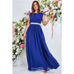 Бална Дълга Синя Рокля Шифон 