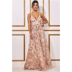 Блестяща Дълга Официална Златиста Рокля