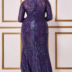 Абитуриентска Бална Блестяща Лилава Дълга Рокля Макси Дами Абитуриентска Бална Блестяща Лилава Дълга Рокля Макси Дами