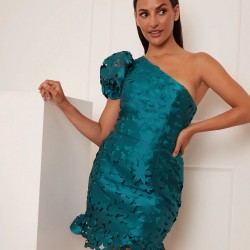 Бална Къса Зелена Рокля Едно Рамо Бална Къса Зелена Рокля Едно Рамо