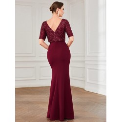 Абитуриентска Официална Рокля Цвят Бордо Бюстие Пайети