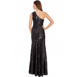 Дълга Бална Черна Блестяща Рокля Пайети Едно Рамо