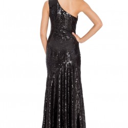 Дълга Бална Черна Блестяща Рокля Пайети Едно Рамо