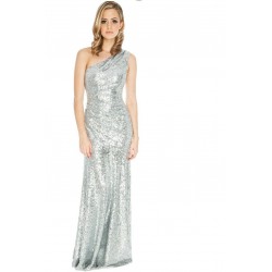 Елегантна Официална Сребриста Рокля Едно Рамо